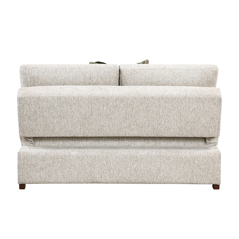 Pemberly Row Microfiber Armless Convertible 2-Seater Sleeper in Sage Sand