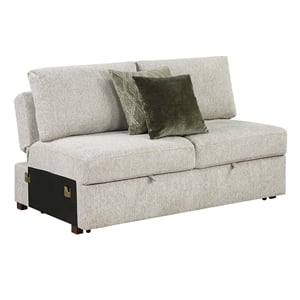 Pemberly Row Microfiber Armless Convertible 2-Seater Sleeper in Sage Sand