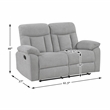 Pemberly Row Chenille Double Reclining Loveseat with Tab Pull 300 lb Cap in Gray