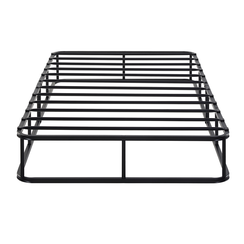 Pemberly Row Twin Size 9 Inch Steel Mattress Foundation with 12 Slats in White