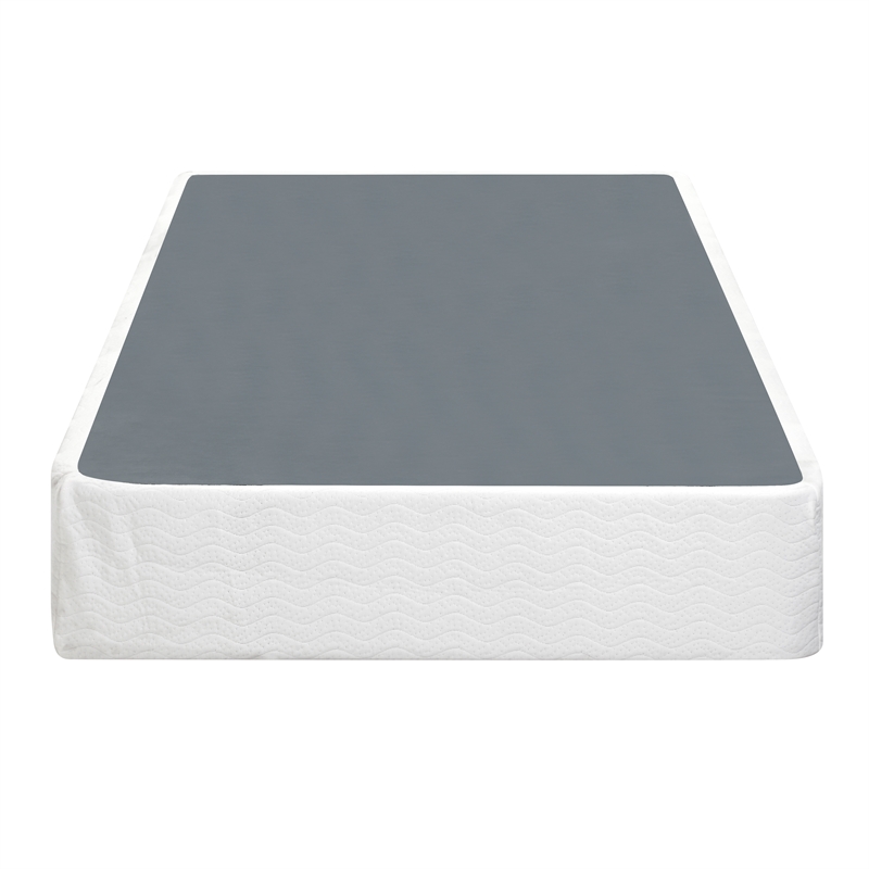 Pemberly Row Twin Size 9 Inch Steel Mattress Foundation with 12 Slats in White