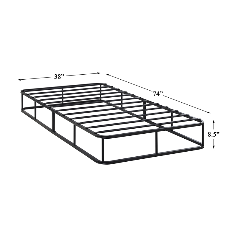 Pemberly Row Twin Size 9 Inch Steel Mattress Foundation with 12 Slats in White
