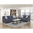 Pemberly Row Chenille Sofa and Loveseat Set with Reversible Cushions in Blue