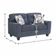 Pemberly Row Chenille Sofa and Loveseat Set with Reversible Cushions in Blue