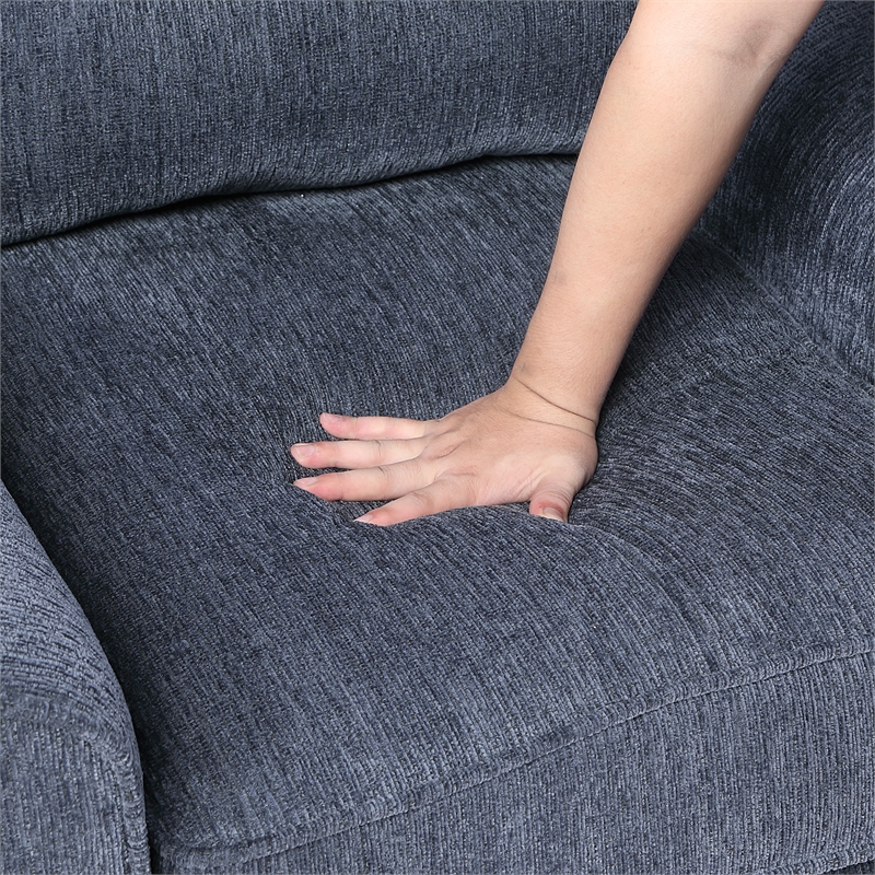 Pemberly Row Chenille Sofa and Loveseat Set with Reversible Cushions in Blue