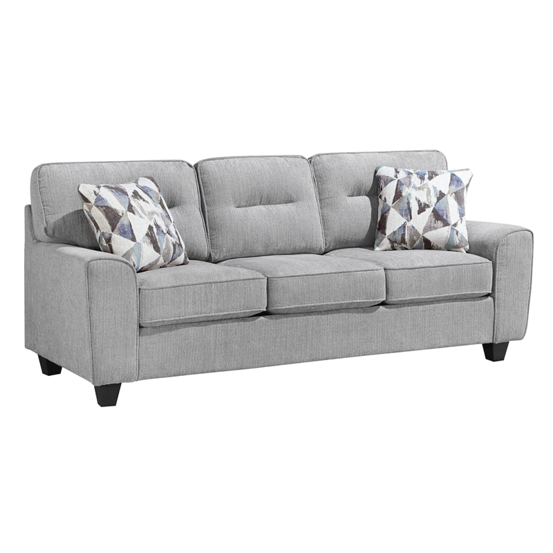 Pemberly Row Chenille 3-Piece Sofa Loveseat and Chair Set with Pillows in Gray