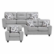 Pemberly Row Chenille 3-Piece Sofa Loveseat and Chair Set with Pillows in Gray