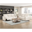 Pemberly Row Chenille Power Reclining Sofa and Loveseat Set with USB in Beige