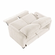 Pemberly Row Chenille Power Reclining Sofa and Loveseat Set with USB in Beige