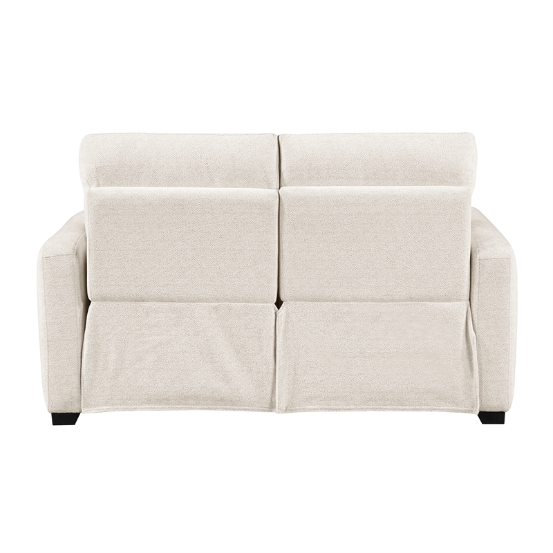 Pemberly Row Chenille Power Reclining Sofa and Loveseat Set with USB in Beige