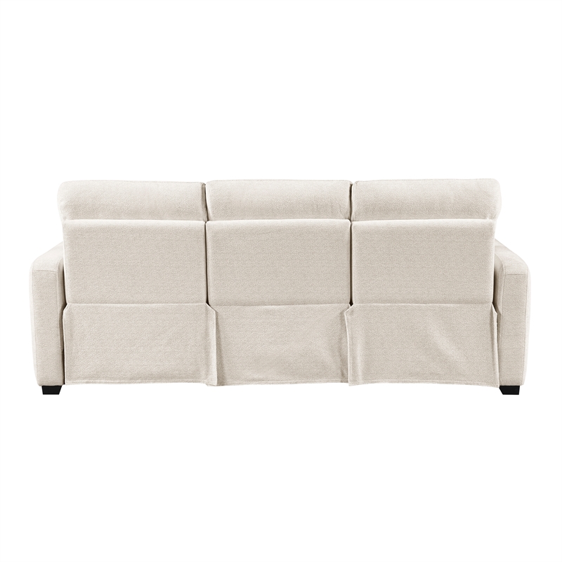 Pemberly Row Chenille Power Reclining Sofa and Loveseat Set with USB in Beige