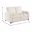 Pemberly Row Chenille Power Reclining Sofa and Loveseat Set with USB in Beige