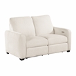 Pemberly Row Chenille Power Reclining Sofa and Loveseat Set with USB in Beige