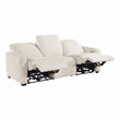 Pemberly Row Chenille Power Reclining Sofa and Loveseat Set with USB in Beige