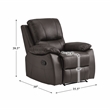 Pemberly Row Faux Leather Manual Reclining Chair with Pillow-Top Arms in Brown