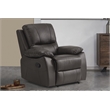 Pemberly Row Faux Leather Manual Reclining Chair with Pillow-Top Arms in Brown