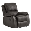 Pemberly Row Faux Leather Manual Reclining Chair with Pillow-Top Arms in Brown
