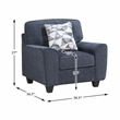 Pemberly Row Chenille 3-Piece Sofa Loveseat and Chair Set with Pillows in Blue