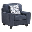 Pemberly Row Chenille 3-Piece Sofa Loveseat and Chair Set with Pillows in Blue