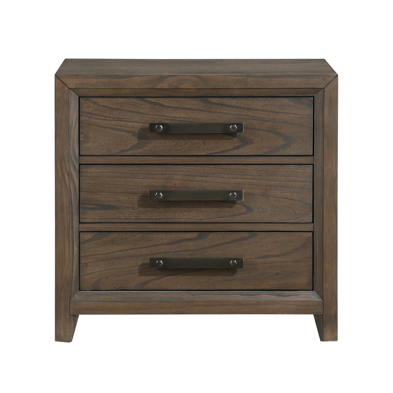 Pemberly Row 3-Drawer Mindy Veneer Nightstand with Ball Bearing Glides in Walnut