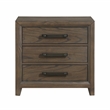 Pemberly Row 3-Drawer Mindy Veneer Nightstand with Ball Bearing Glides in Walnut