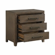 Pemberly Row 3-Drawer Mindy Veneer Nightstand with Ball Bearing Glides in Walnut