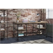 Pemberly Row Metal and Elm Veneer Writing Desk with 4 Open Shelves in Pine