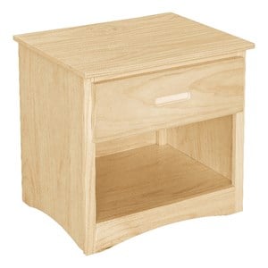 Pemberly Row Wood & MDF Nightstand with Drawer & Storage Cubby in Natural Pine