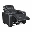 Pemberly Row Top-Grain Leather Power Recliner with Heat and Massage in Black