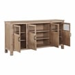 Pemberly Row Acacia Veneer Dining Server with Glass Door Cabinets in Light Oak
