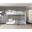 Pemberly Row Twin Over Twin Metal Bunk Bed with Ladder in White