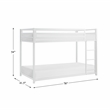 Pemberly Row Twin Over Twin Metal Bunk Bed with Ladder in White