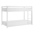Pemberly Row Twin Over Twin Metal Bunk Bed with Ladder in White