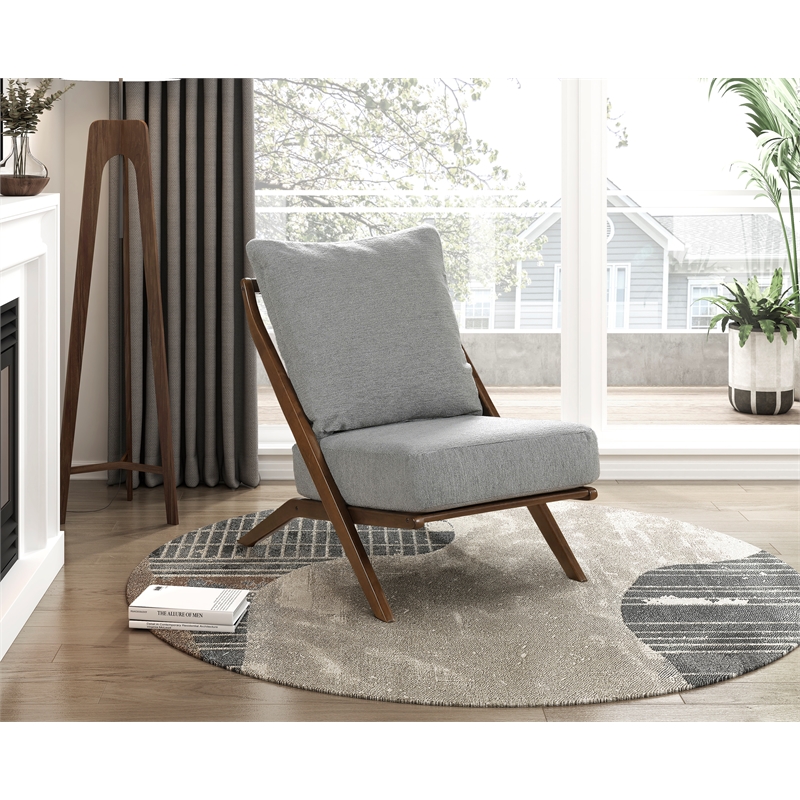 Pemberly Row Chenille Accent Chair with Rubberwood Frame and Reversible Cushions