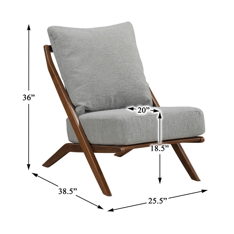 Pemberly Row Chenille Accent Chair with Rubberwood Frame and Reversible Cushions