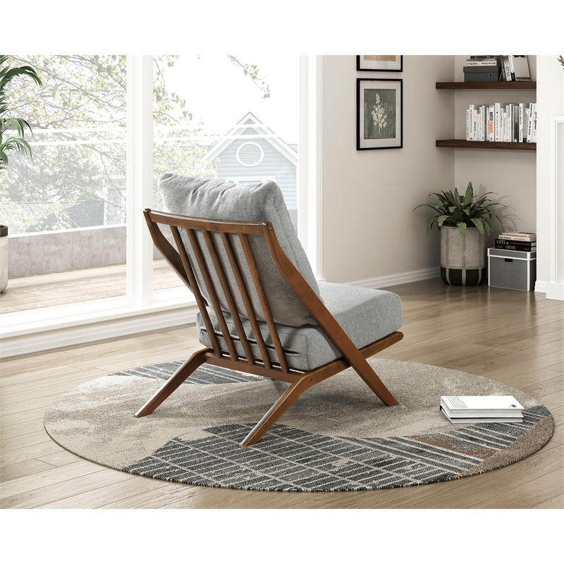Pemberly Row Chenille Accent Chair with Rubberwood Frame and Reversible Cushions