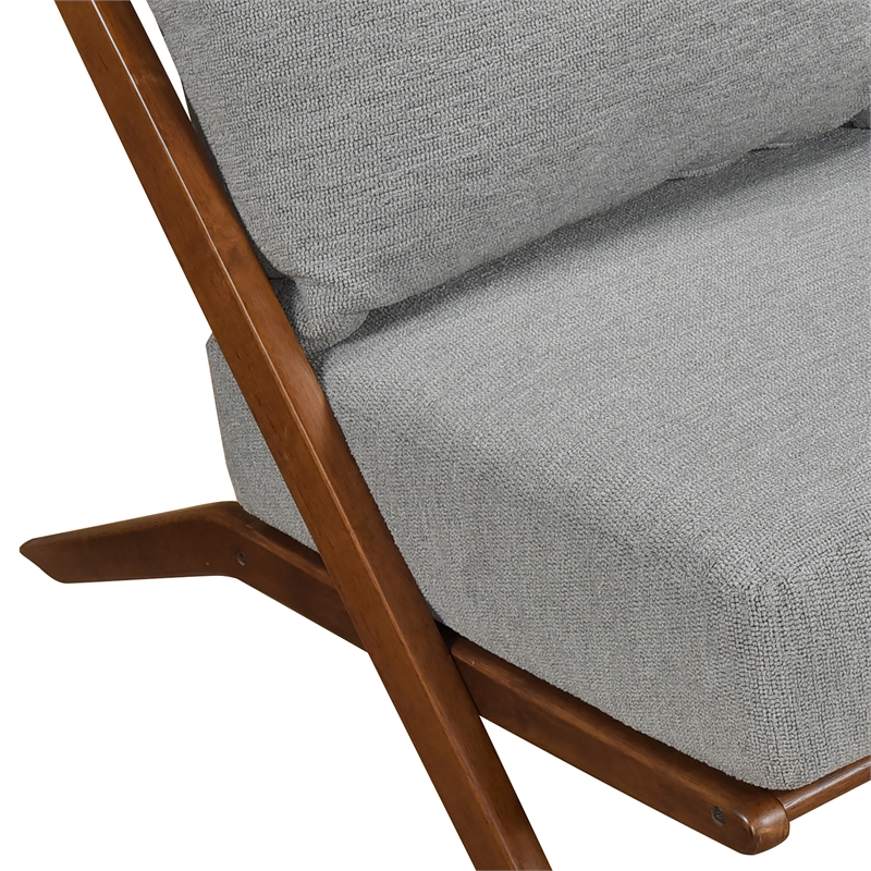 Pemberly Row Chenille Accent Chair with Rubberwood Frame and Reversible Cushions