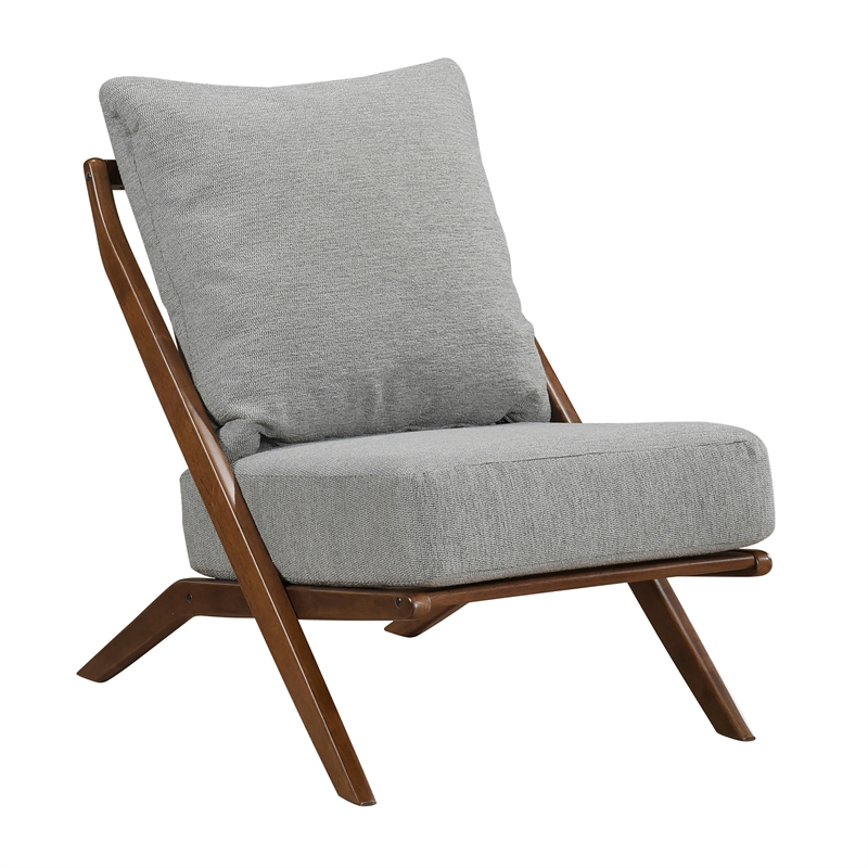 Pemberly Row Chenille Accent Chair with Rubberwood Frame and Reversible Cushions