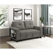 Pemberly Row Boucle Loveseat with Pull-Out Bed USB Charging & Shelves in Brown