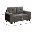 Pemberly Row Boucle Loveseat with Pull-Out Bed USB Charging & Shelves in Brown