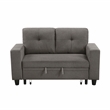 Pemberly Row Boucle Loveseat with Pull-Out Bed USB Charging & Shelves in Brown