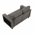 Pemberly Row Boucle Loveseat with Pull-Out Bed USB Charging & Shelves in Brown