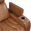 Pemberly Row Top-Grain Leather Power Reclining Sofa and Loveseat Set in Brown