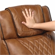Pemberly Row Top-Grain Leather Power Reclining Sofa and Loveseat Set in Brown