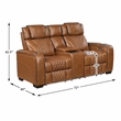 Pemberly Row Top-Grain Leather Power Reclining Sofa and Loveseat Set in Brown