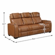 Pemberly Row Top-Grain Leather Power Reclining Sofa and Loveseat Set in Brown