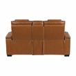 Pemberly Row Top-Grain Leather Power Reclining Sofa and Loveseat Set in Brown