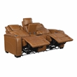 Pemberly Row Top-Grain Leather Power Reclining Sofa and Loveseat Set in Brown