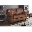 Pemberly Row Top-Grain Leather 2-Piece Sofa Set with Nailhead Trim in Brown