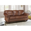 Pemberly Row Top-Grain Leather 2-Piece Sofa Set with Nailhead Trim in Brown